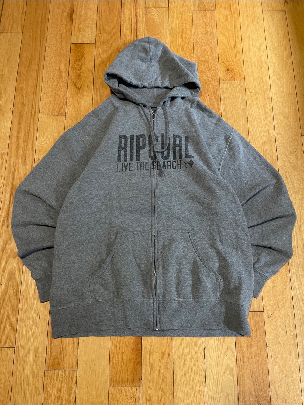 Rip Curl Gray Full Zip Hooded Sweatshirt with Logo